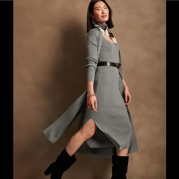 Banana Republic Texture Open-Front Long Cardigan - Picture 3 of 11